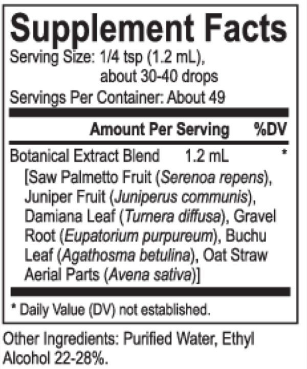 Core Saw Palmetto Blend Supplement Facts Label