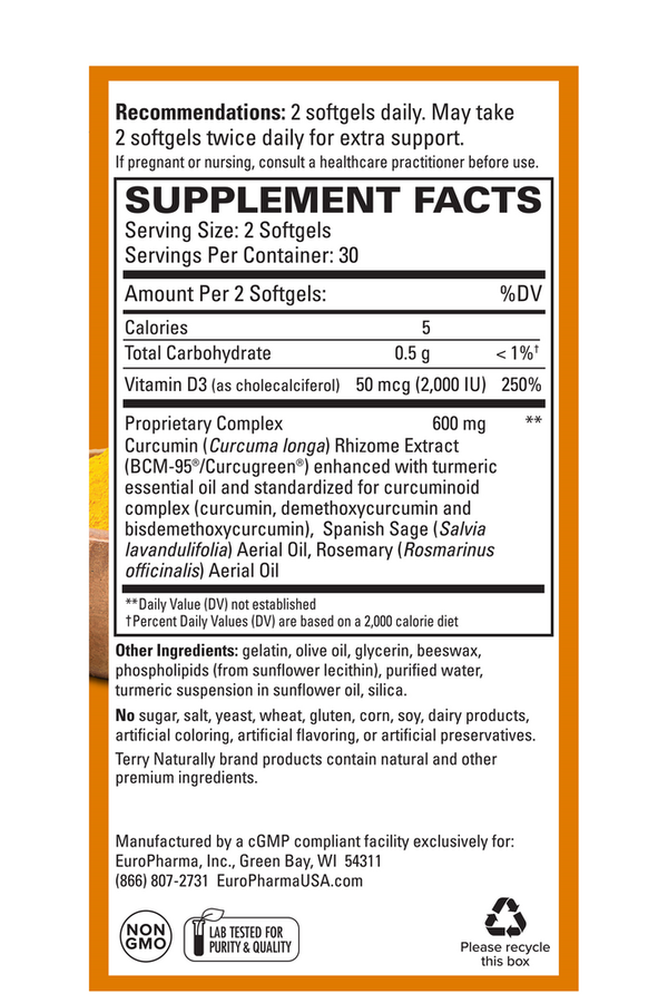 CuraMed Brain Supplement Facts Label