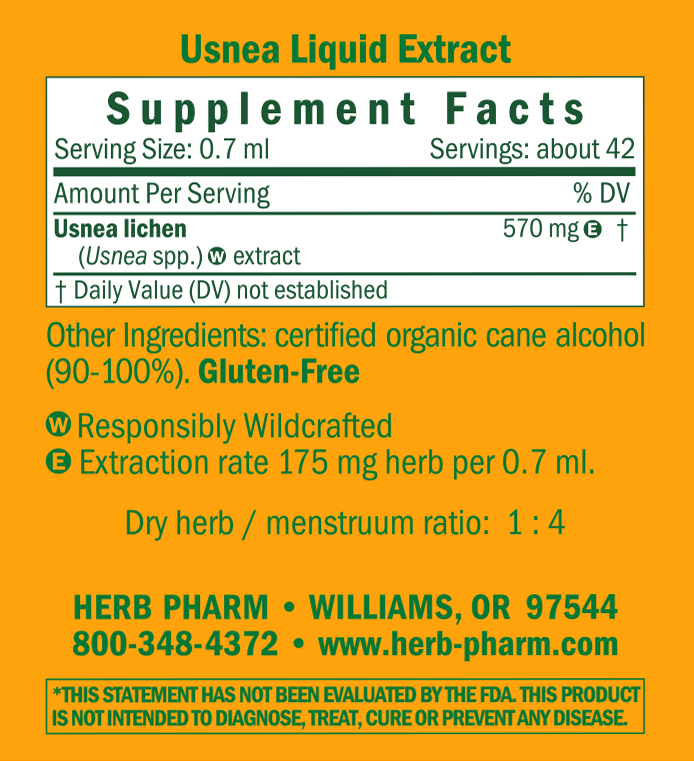 Usnea/Usnea Barbata 4oz Supplement Facts Label