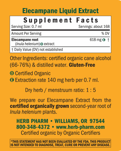 Elecampane Supplement Facts Label