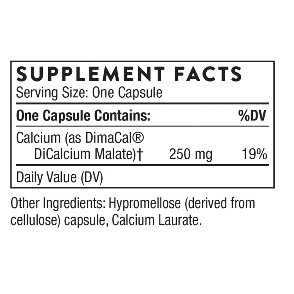 Calcium (formerly DiCalcium Malate) Supplement Facts Label