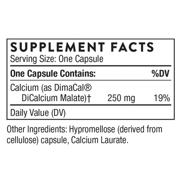 Calcium (formerly DiCalcium Malate) Supplement Facts Label