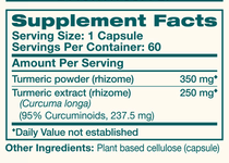 Turmeric Supplement Facts Label