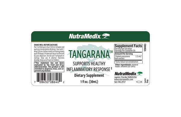 Tangarana Supplement Facts Label