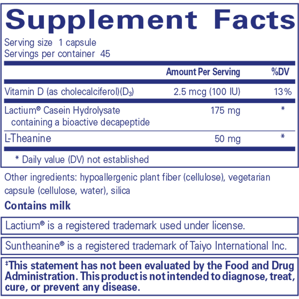 Sereniten Plus Supplement Facts Label