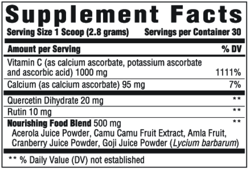 C Complete Powder Supplement Facts Label