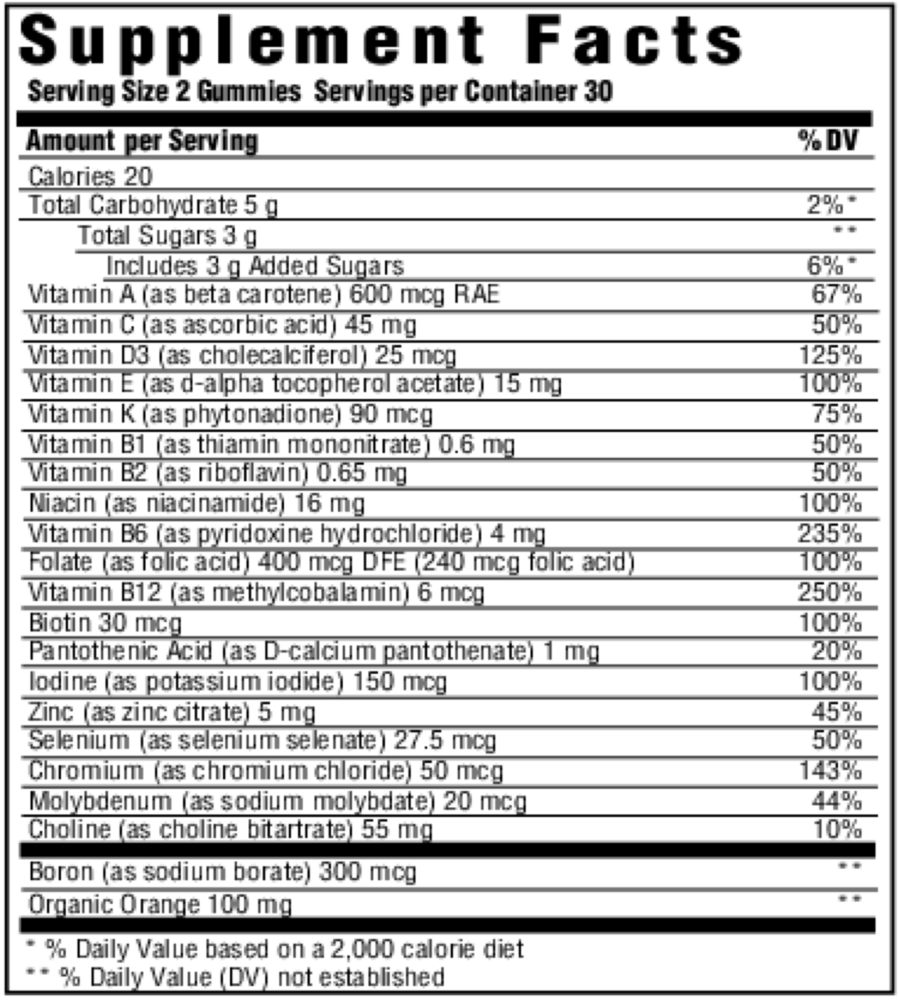 DISCONTINUED - Gummies - Women's Multi Supplement Facts Label