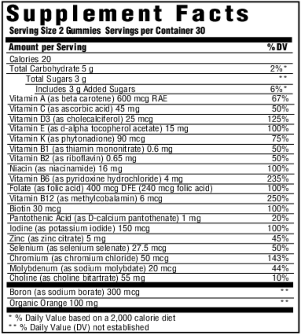 DISCONTINUED - Gummies - Women's Multi Supplement Facts Label