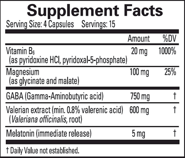 Restful Sleep Supplement Facts Label