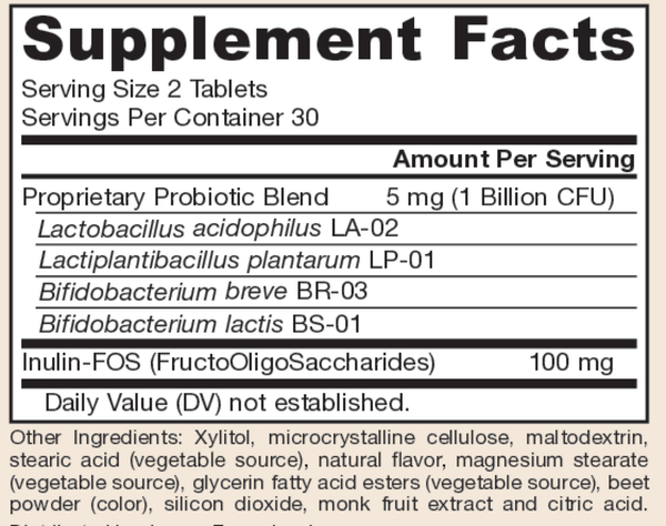Yum-Yum Dophilus Raspberry 1 Bil Supplement Facts Label