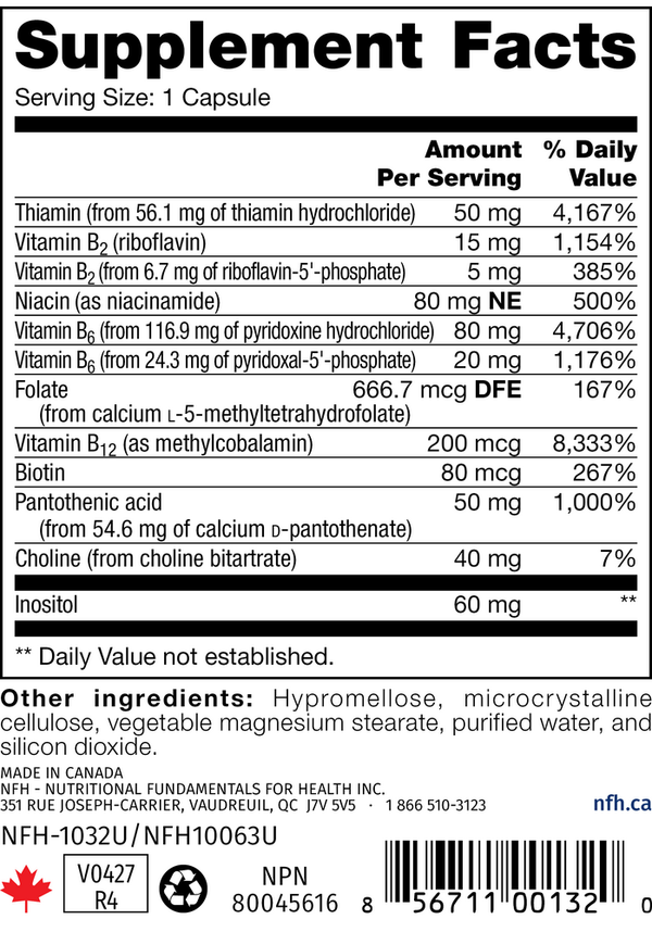 B6 SAP Supplement Facts Label