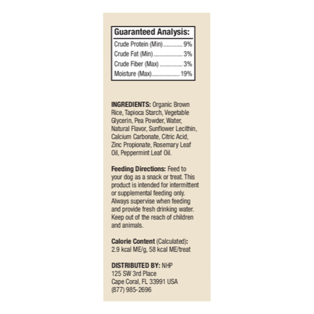 Dog Dental Chew Bones Small Supplement Facts Label