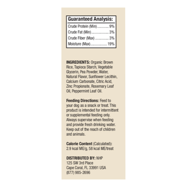 Dog Dental Chew Bones Small Supplement Facts Label