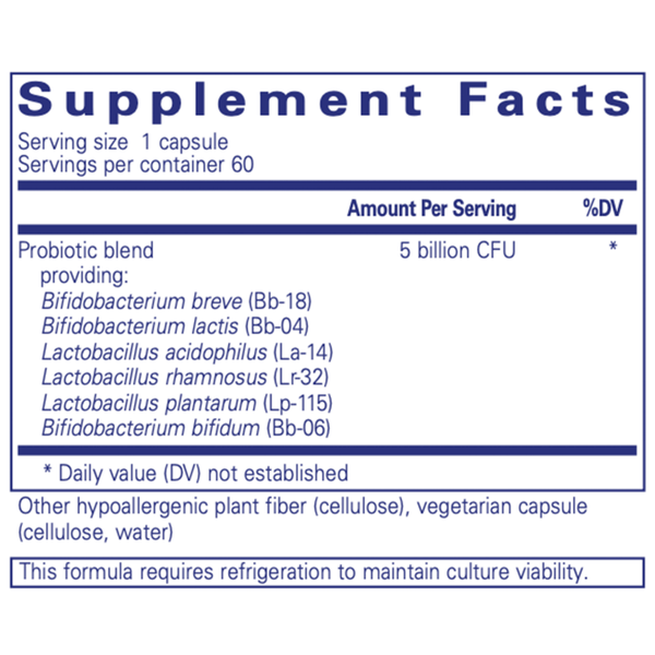 PureProbiotic Supplement Facts Label