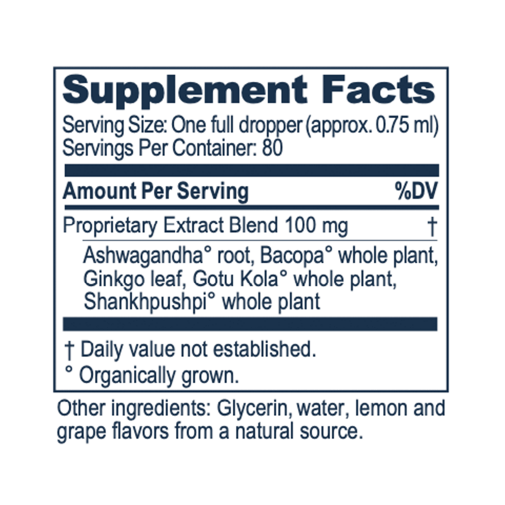 BacopaPlus Kids Drops Supplement Facts Label