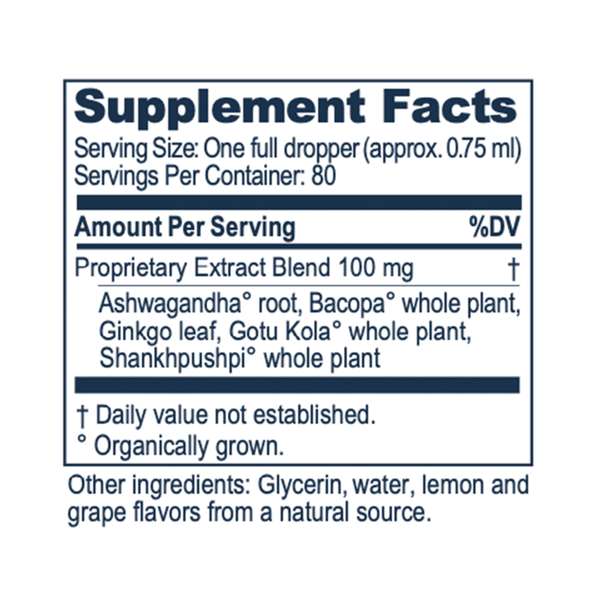 BacopaPlus Kids Drops Supplement Facts Label