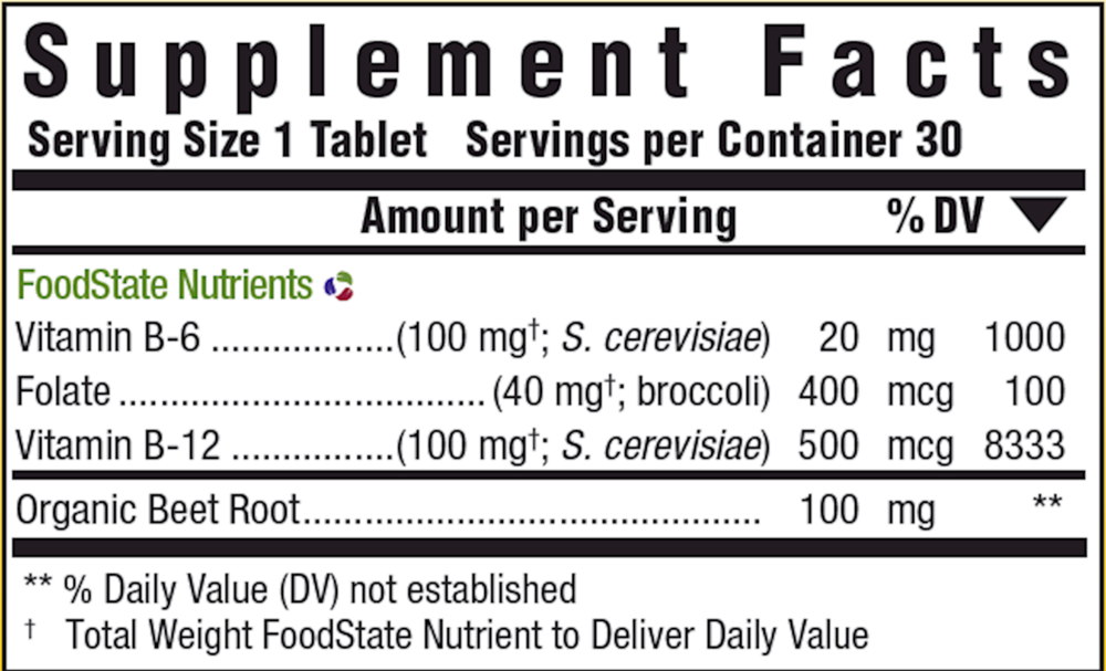 Vegan B12 Supplement Facts Label
