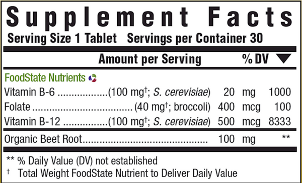 Vegan B12 Supplement Facts Label