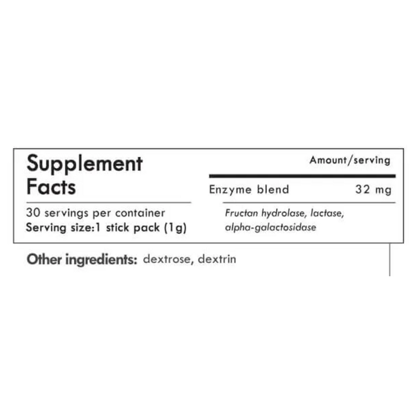 FODZYME On-the-Go Kit Supplement Facts Label