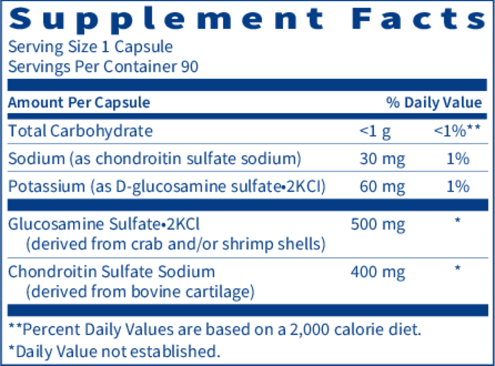 Glucosamine Chondroitin Supplement Facts Label