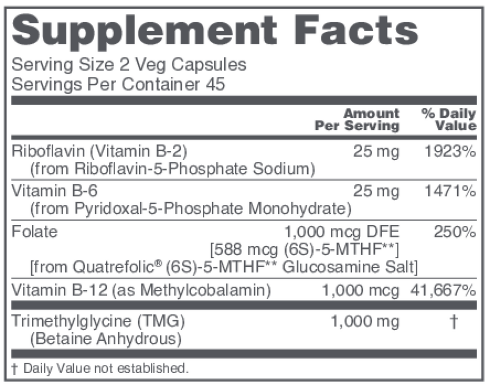 Methyl-Action Supplement Facts Label
