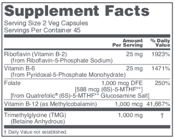 Methyl-Action Supplement Facts Label