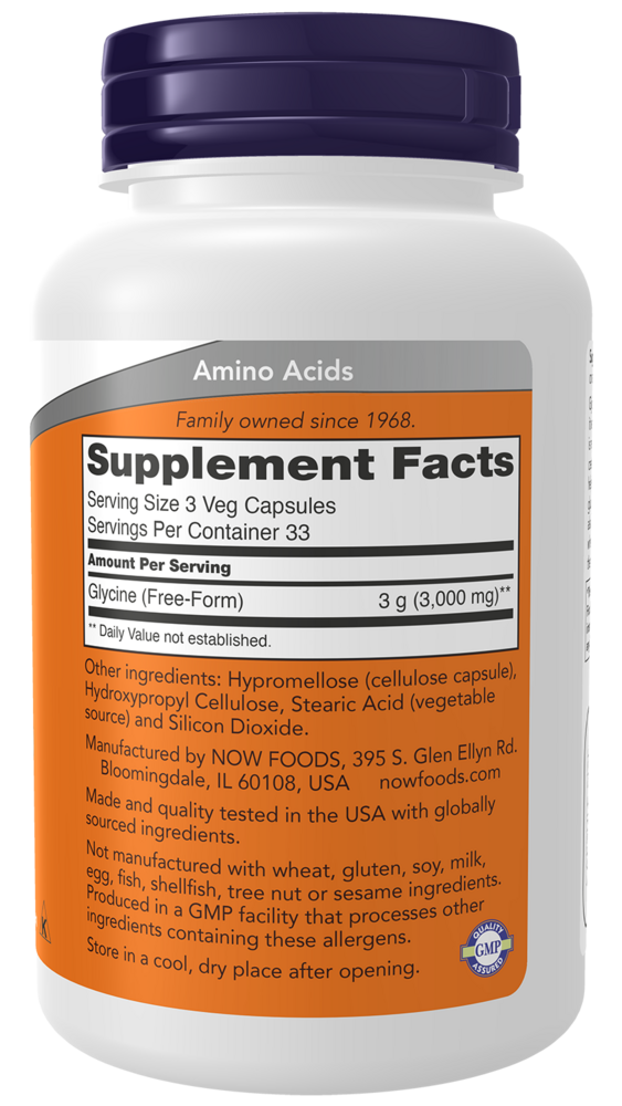 Glycine 1000 mg Supplement Facts Label