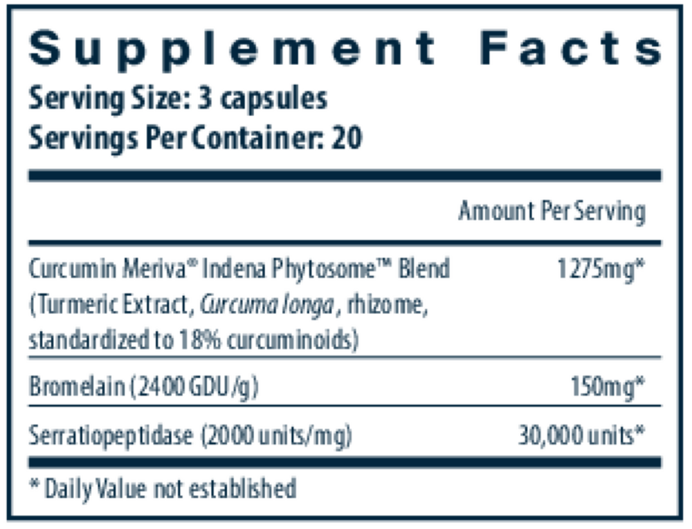 Phyto-Curcumin Plus Enzymes Supplement Facts Label