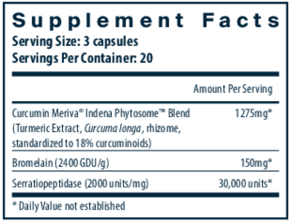 Phyto-Curcumin Plus Enzymes Supplement Facts Label