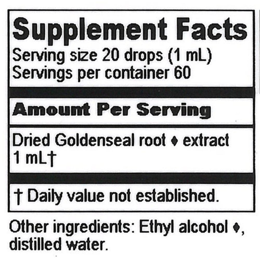 Goldenseal Extract Supplement Facts Label