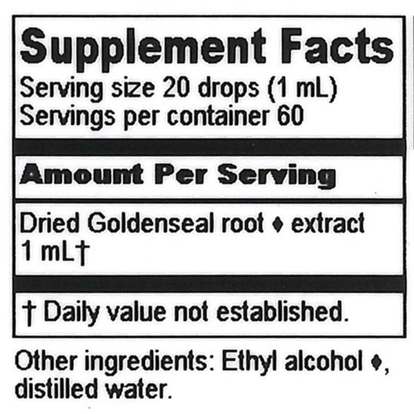 Goldenseal Extract Supplement Facts Label