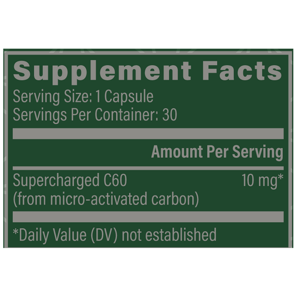 Supercharged C60 Supplement Facts Label