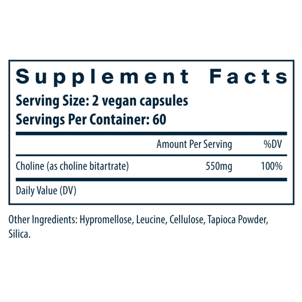 Choline 550 mg Supplement Facts Label