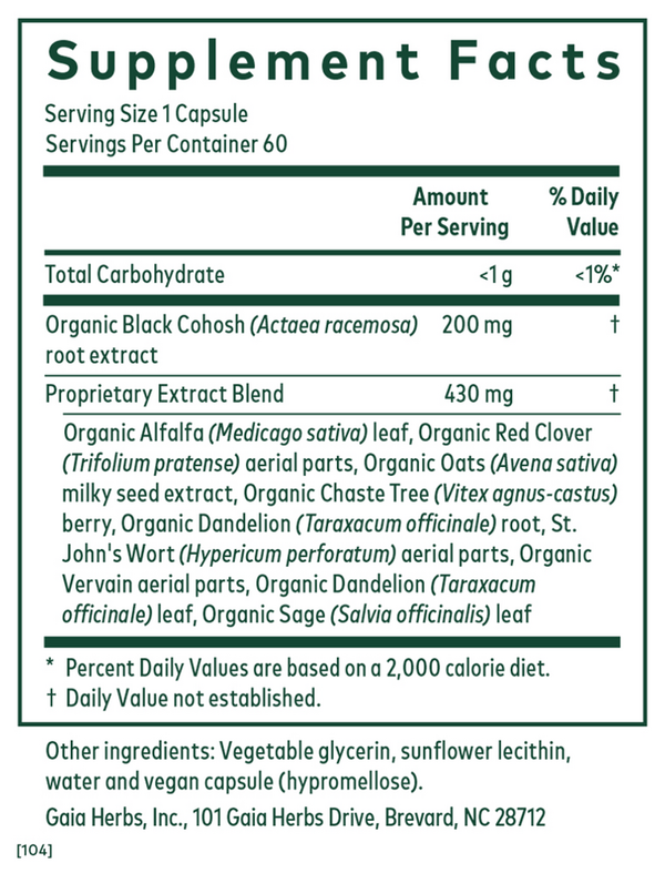 Female Support Formula Phyto-Caps Supplement Facts Label