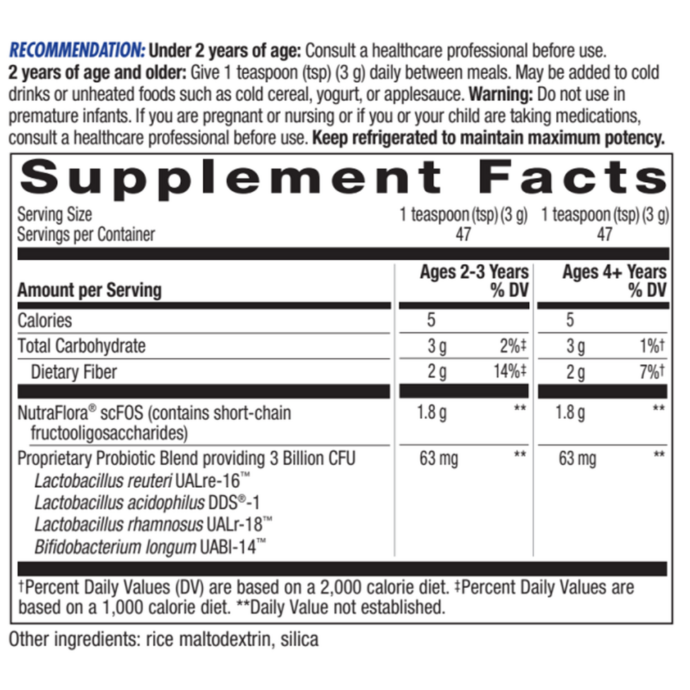 Primadophilus Reuteri Powder 5 oz [REFRIGERATED] Supplement Facts Label
