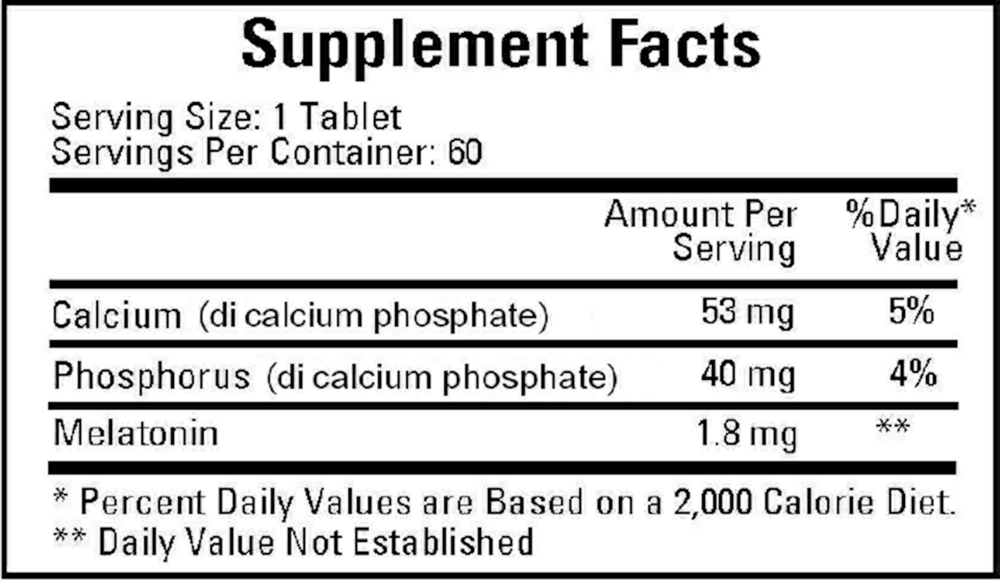Multiphasic Melatonin-SR 1.8 mg Supplement Facts Label