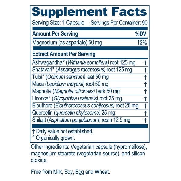 AdrenOm Supplement Facts Label