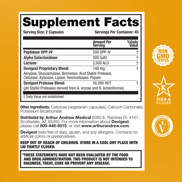 Devigest ADS Supplement Facts Label