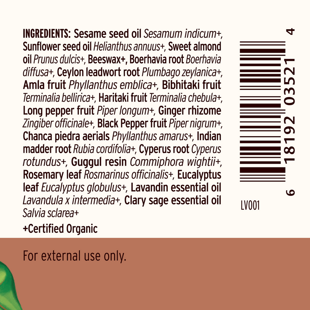 Trim Balm Organic Supplement Facts Label