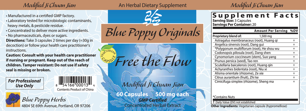 Free the Flow Supplement Facts Label