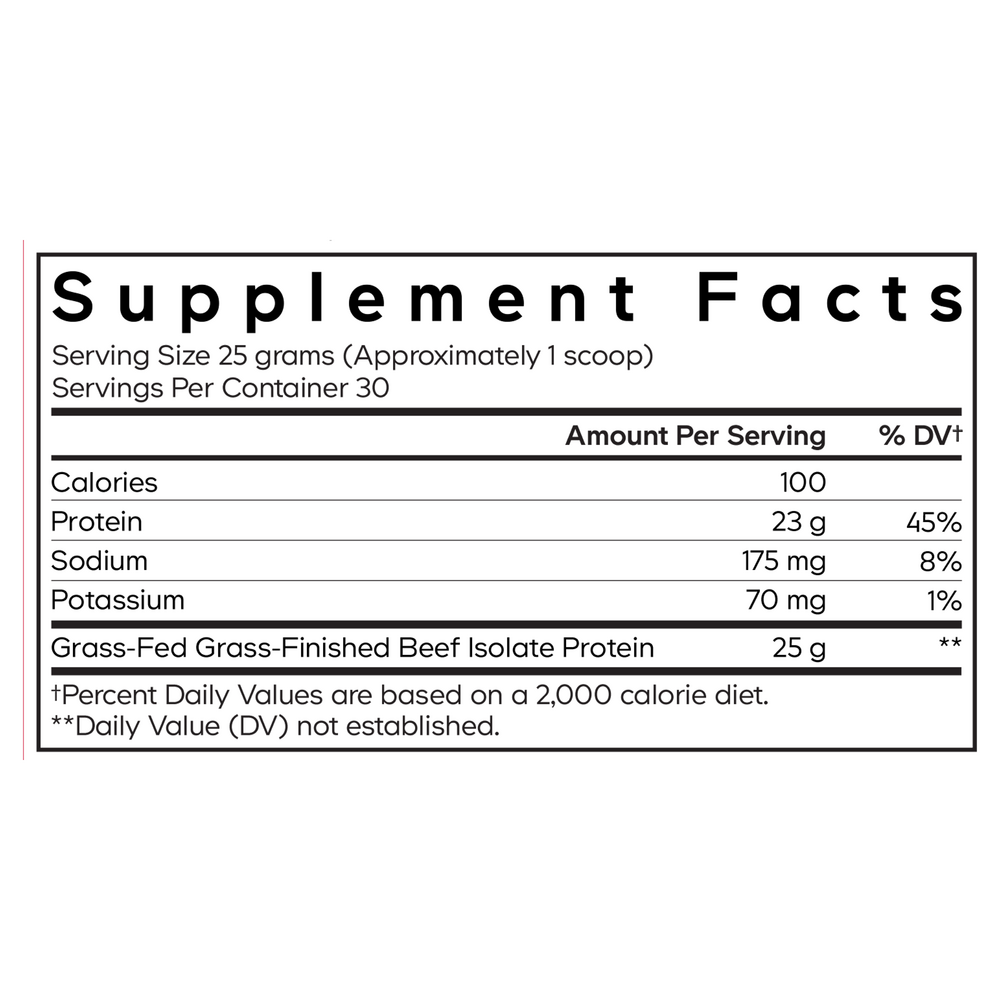 Beef Isolate Protein Powder Supplement Facts Label