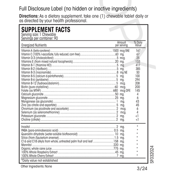 Life Guard Cherry/Raspberry Supplement Facts Label