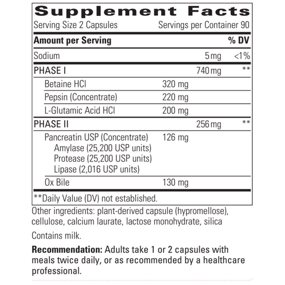 Panplex 2-Phase Capsules Supplement Facts Label