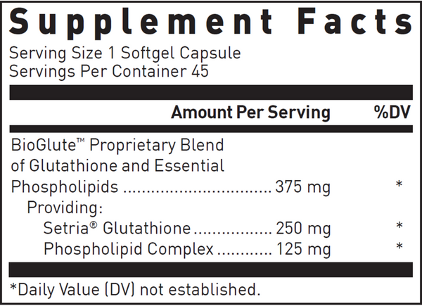 Liposomal Glutathione Supplement Facts Label