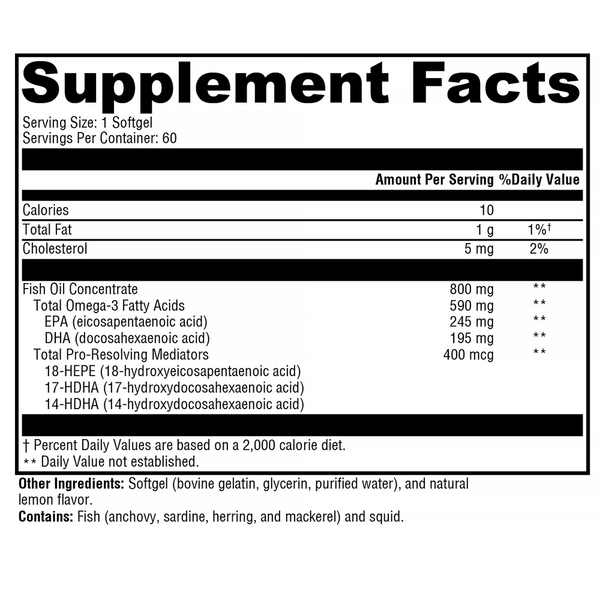 OmegaPure PRM Supplement Facts Label