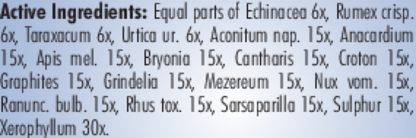 PRO Poison Ivy Supplement Facts Label
