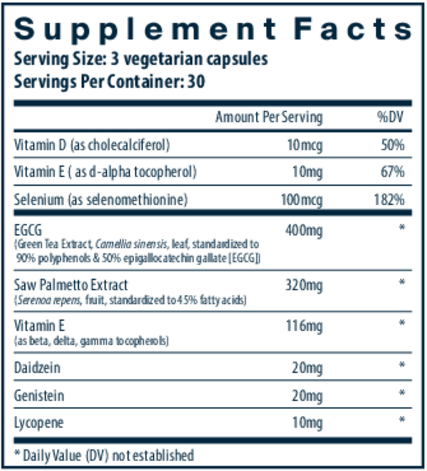 Prostate Health Tx Supplement Facts Label