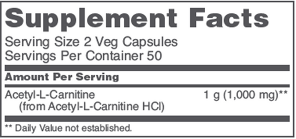 Acetyl-L-Carnitine 500 mg Supplement Facts Label