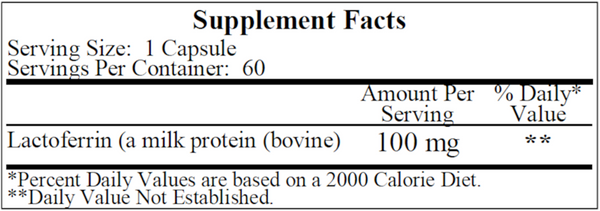 Lactoferrin 100 mg Supplement Facts Label