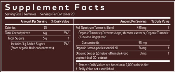Turmeric Supreme Extra Strength Gummies Supplement Facts Label